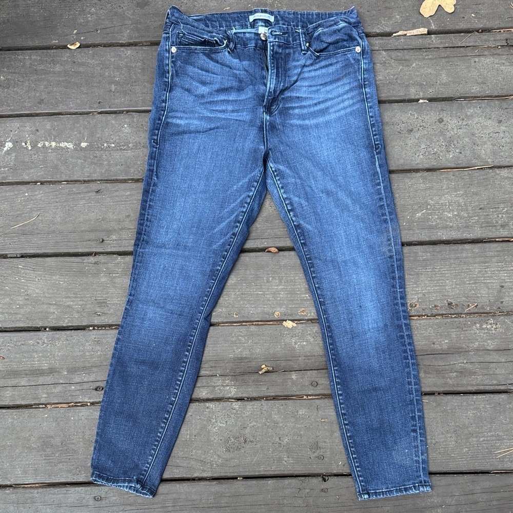 Good American Good Waist Crop Dark Blue Skinny Jeans size 10/30